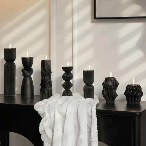 7-Piece Artisan Hand-Poured Pillar Set – Premium Ribbed Soy Wax