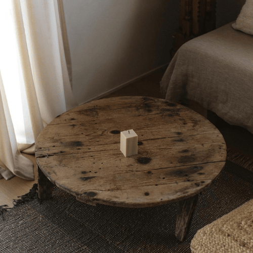 Handmade Square Ribbed Pillar – Sandalwood Scented Soy Wax