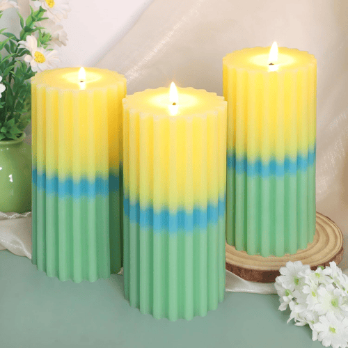 Multicolor Scented Pillar Candles - Dripless & Smokeless Natural Wax Candles