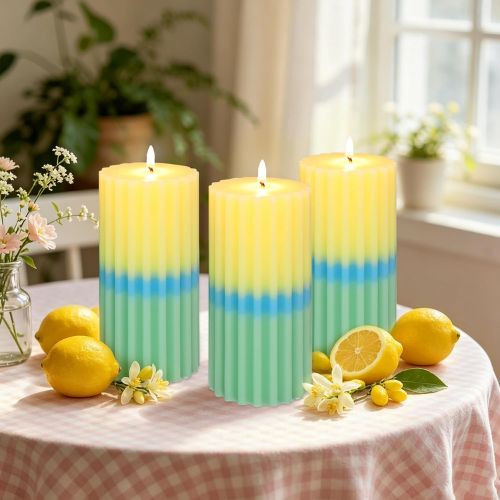 Multicolor Scented Pillar Candles - Dripless & Smokeless Natural Wax Candles