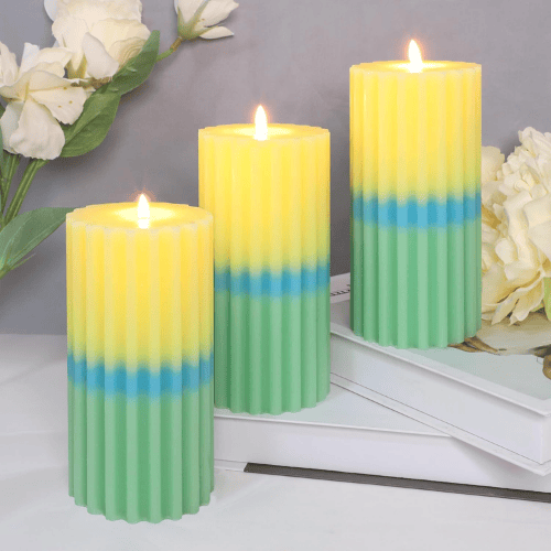 Multicolor Scented Pillar Candles - Dripless & Smokeless Natural Wax Candles