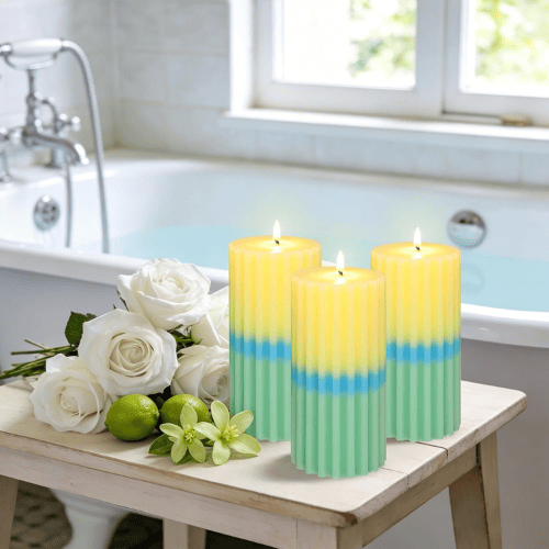 Multicolor Scented Pillar Candles - Dripless & Smokeless Natural Wax Candles