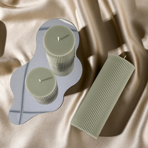 Aesthetic Ribbed Pillar Candles - Orchid Scented Modern Soy Wax Candle Trio