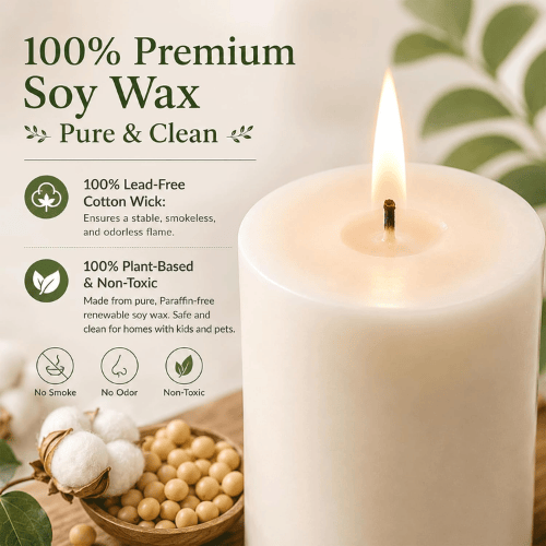 White Unscented Soy Wax Pillar Candles 12-Pack