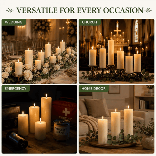 White Unscented Soy Wax Pillar Candles 12-Pack