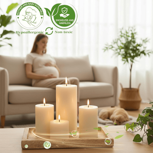 White Unscented Soy Wax Pillar Candles 12-Pack