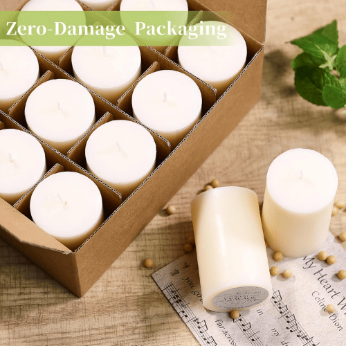 White Unscented Soy Wax Pillar Candles 12-Pack