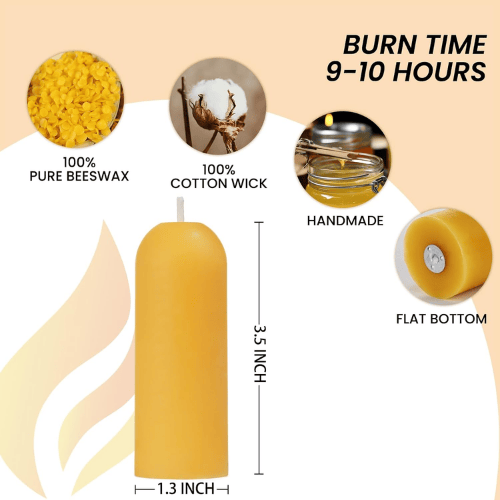 4-Pack Small Natural Beeswax Pillar Candles