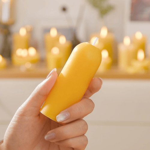 4-Pack Small Natural Beeswax Pillar Candles