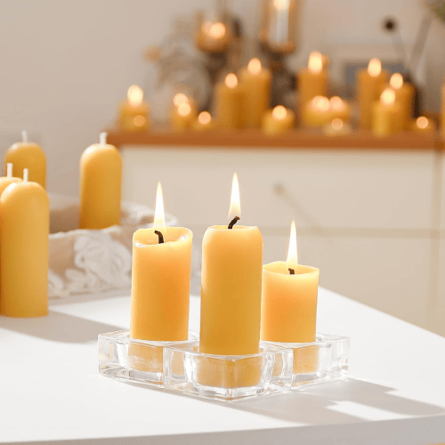 4-Pack Small Natural Beeswax Pillar Candles