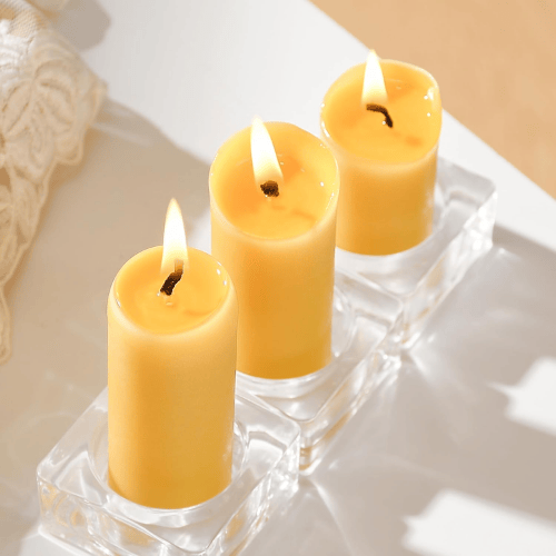 4-Pack Small Natural Beeswax Pillar Candles