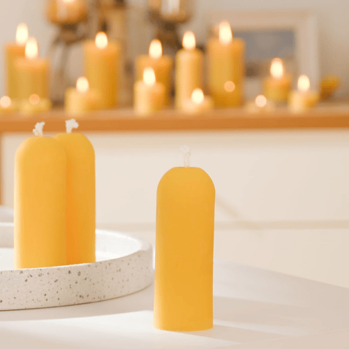 4-Pack Small Natural Beeswax Pillar Candles