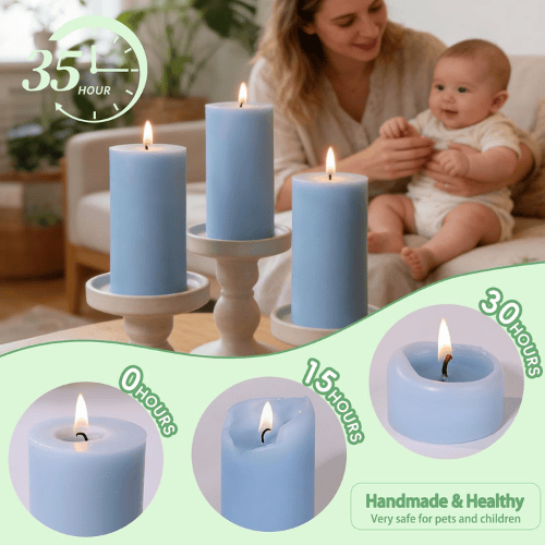 6-Pack Non-Toxic Soy Pillar Candles