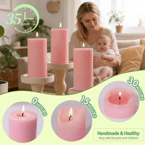 6-Pack Non-Toxic Soy Pillar Candles