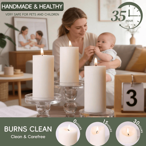 6-Pack Non-Toxic Soy Pillar Candles