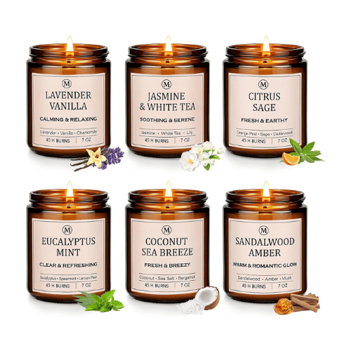 Scented Soy Candle Set - Natural Long Lasting Aromatherapy Candles