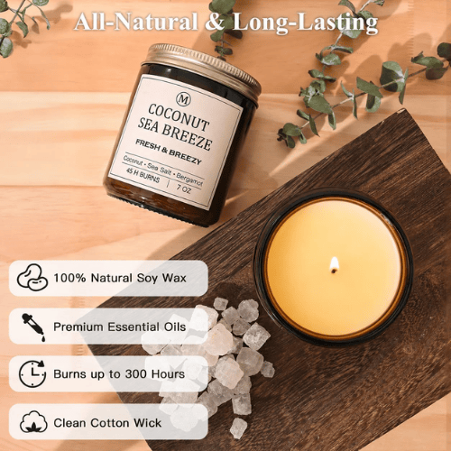 Scented Soy Candle Set - Natural Long Lasting Aromatherapy Candles