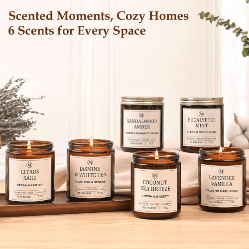 Scented Soy Candle Set - Natural Long Lasting Aromatherapy Candles
